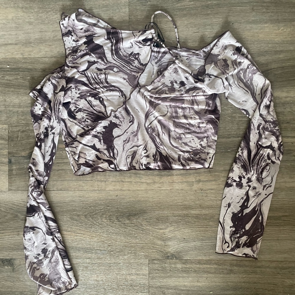 BLACK MARBLE FASHION NOVA CROP TOP